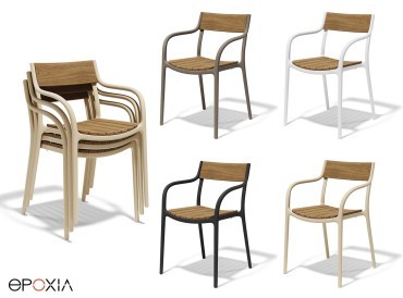 Fauteuils outdoor Madison, version lattes composite type bois