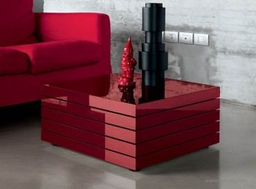 Table basse collection Rotor laqué rouge brillant