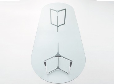 Table de réunion en verre Raj Light par Gallotti et Radice, pied "ajouré"