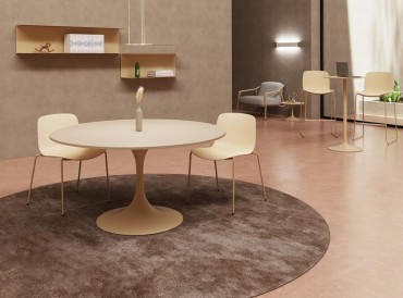 Table ronde Big Horn avec pied tulipe, coloris crème
