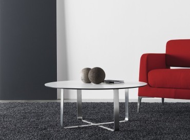 Table basse ronde Longway, piètement chrome