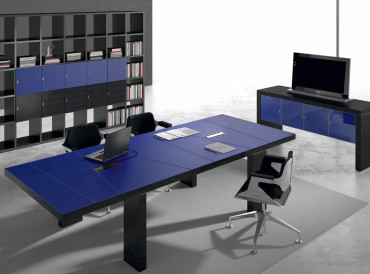 Table de réunion collection Titano cuir bleu