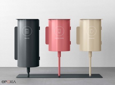 Trio de poubelles Birdie sur socle, 43 et 63 litres