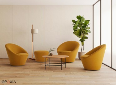Fauteuil et pouf d'accueil collection Wabao 