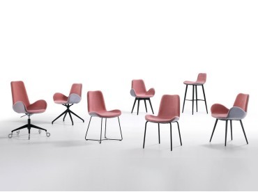 Collection de chaises tapissées Dalia, 2 hauteurs de dossier