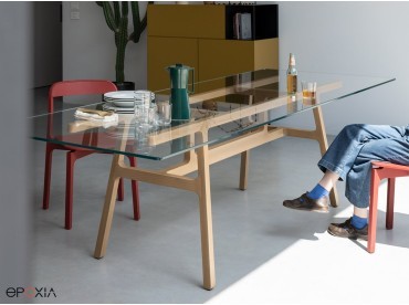 Table Bottega, structure inspirée du tréteau en bois de l'artisan