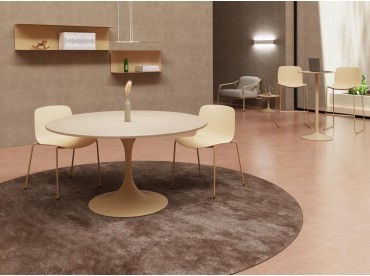 Table ronde Big Horn avec pied tulipe, coloris crème