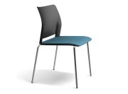 Chaise Adela 4 pieds, assise tissu et dos en polypro