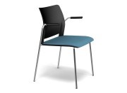 Fauteuil Adela 4 pieds avec accoudoirs, assise tissu et dos en polypro