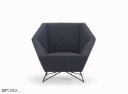 Fauteuil tissu, pieds métal 3angle