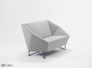 Canapé tissu 3angle, pieds métal