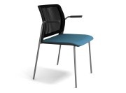 Fauteuil Adela 4 pieds avec accoudoirs, assise tissu et dos en résille