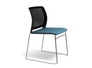 Chaise Adela pied luge, assise tissu et dos en résille
