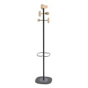 Portemanteaux Sherwood mat noir et patères hêtre verni