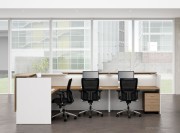 Banque d'accueil collection Kiosque Noyer et blanc avec retour, tops Noyer