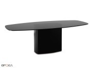 Table de réunion en verre Aero base acier noir plateau verre fumé