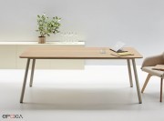 Table de réunion Tknika Contract, plateau bois et piètement métal 