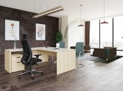 Fauteuil Munik, tapissé cuir noir, têtière réglable