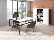 Bureau partagé Alto avec plateau mélaminé blanc