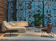 Fauteuil design Tinker, dossier en bois