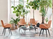 Fauteuils visiteur Dalia, pieds bois et coque tapissée bi-colore