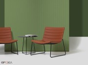 Fauteuils Miss Lounge, pied luge métal noir et assise en cuir