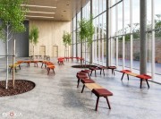 Aménagement de hall d'accueil, assises Slim sur bancs droits ou courbés