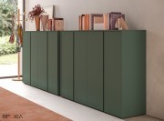 Armoire Profbox H.128 cm, top, joues et portes laque mate vert forêt