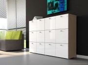 Armoire de rangement portes stratifié brillant blanc