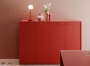 Armoire Profbox, 2 modules de 128 cm, finition laque mate rouge