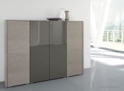Armoire Metar portes mixtes laque brillante et ébénisterie