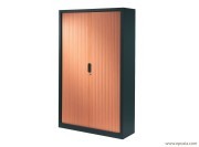 Armoire à rideaux V520 corps anthracite / rideaux merisier