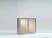 Armoire basse à rideaux corps aluminium / rideaux érable
