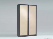 Armoire à rideaux corps anthracite / rideaux érable