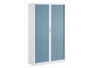 Armoire à rideaux PVC unis Cèdre Bleu et corps blanc