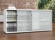 Armoire Romolo, structure blanche et portes méthacrylate 