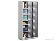 Armoire à tiroirs 3 colonnes, mixte tiroirs et rangement à plat