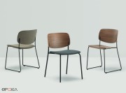 Chaises Aryn Wood, version bois ou assise tapissée 