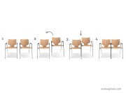 Détail assemblage chaises de conférence Lynx avec accoudoirs