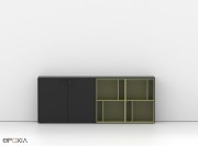 Meuble bas Aba Jour avec niches laque vert olive