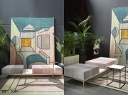 Banc Félicity multicolore avec tablette + connectique