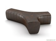 Banc outdoor Jetlag polyéthylène finition rouille/or