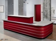 Banque d'accueil Classic Line avec retour, finition rouge finition rouge standard RAL 3003