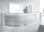 Banque d'accueil collection Valde elliptique HPL brillant blanc