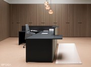 Outline Banque accueil noire façade vert mat