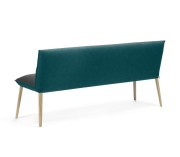 Banquette trio Soft tissu bicolore gris/turquoise pieds bois