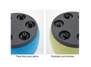 Détail de la base des poufs Ø73 et 123 cm. Patins fixes ou roulettes auto-freinées (option)