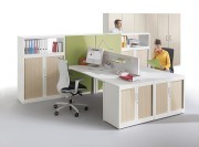 Bureau face à face Teos avec armoires basses à rideaux