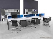 Bureaux bench 6 postes Ibis avec écrans séparatifs métacrylate