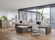 Bureau bench 4 postes Crono sur desserte porteuse